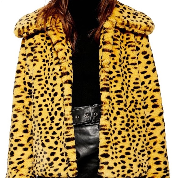 Topshop Jackets & Blazers - Cheetah Print Fur Coat